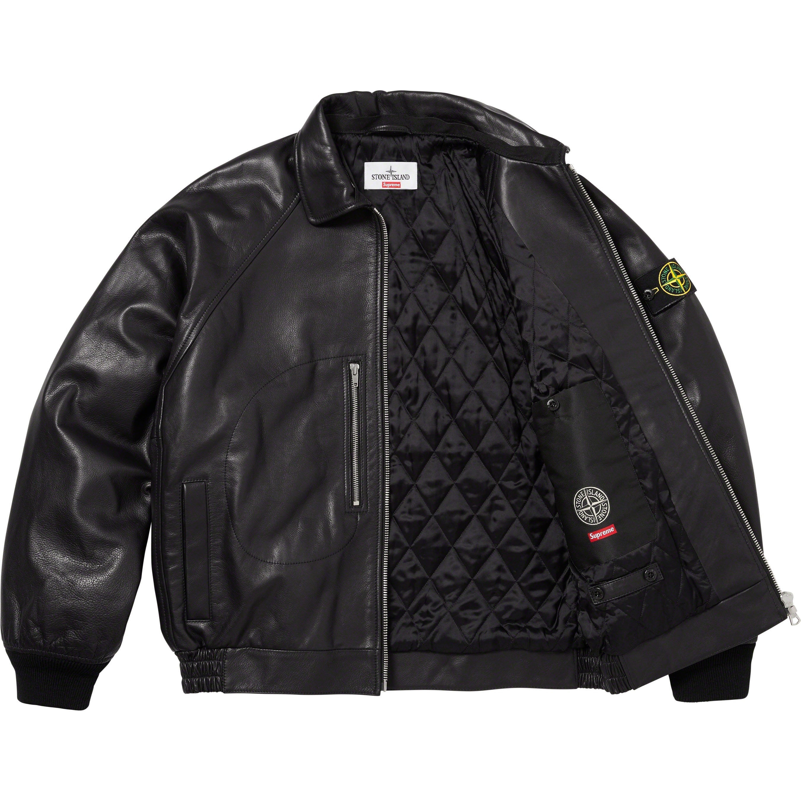 Supreme®/Stone Island® Leather Bomber Jacket view 10